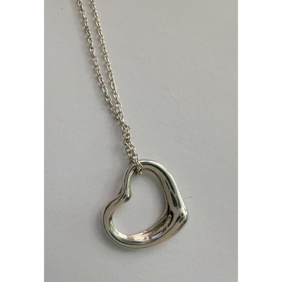Tiffany & Co Elsa Peretti Open Heart Necklace in Sterling Silver with Dust Bag & - Picture 7 of 14